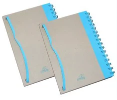 Notebook spikal pikeun promosi sareng logo